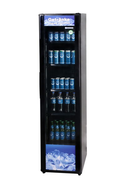 Schmaler schwarzer Getränkekühlschrank mit Glastür – GCGD305